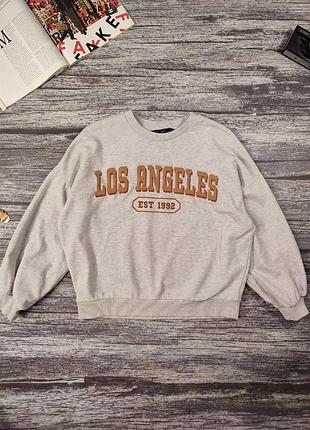 Світшот los angeles худі кофта сіра з написом оверсайз овер