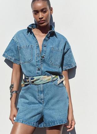 Джинсовый комбинезон z1975 с короткими рукавами zara размеры xs, s