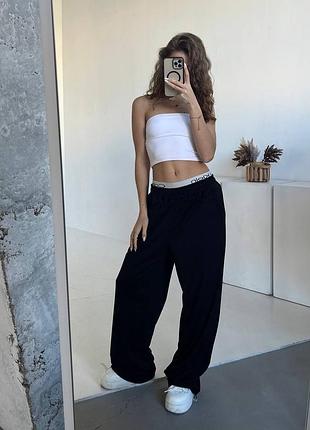 Штани палаццо з лого резинкою