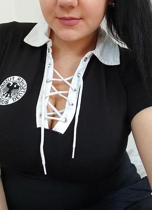 Футболка женская шнуровка, размер м