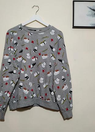 Свитшот большого размера с котиками, батал, h&m.