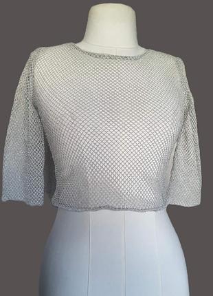 Тягнеться. срібляста  мереживна блузка блузка туніка накидка сітка бомбер прозора compagnia italiana