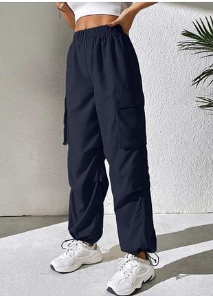 Ідеальні сині жіночі штани брюки карго легкі батал shein 2xl