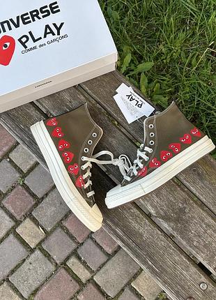 Converse play comme des garcons кеди високі хакі оригінал cdg 162973c
