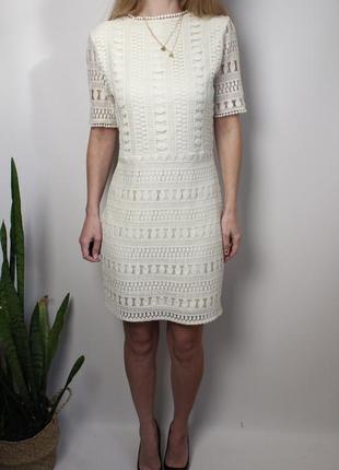 Белое кружевное платье h&m 38 м размер1 фото