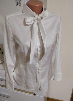 Van laack белая блуза с галстуком рубашка 38