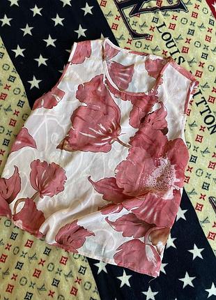 Блуза блузка у рожеві квіти