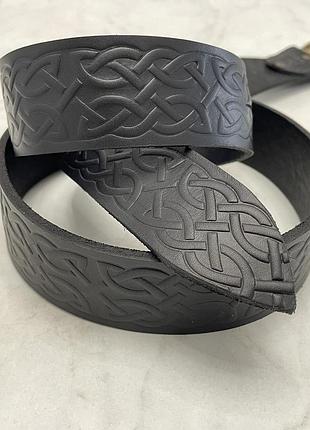 Шкіряний пояс з тисненням для чоловічого ременя gorillas accessories (чорний) one size