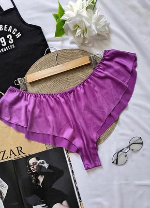 Лиловые шортики для сна и дома короткие пижамные шорты атласные