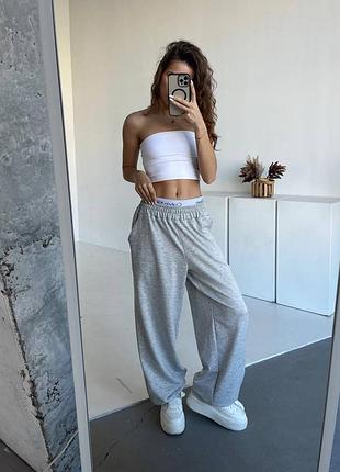 Штани джогери - палаццо з лого-резинкою • розмір: 42-46, 48-50 • колір: сірий, бордовий, чорний, темно-синій мод 1623