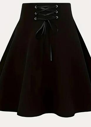 Чорна спідниця з корсетною шнурівкою