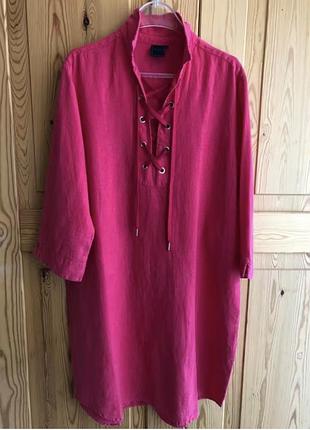 Плаття лляне натуральна лляна сукня плаття сорочка малинова