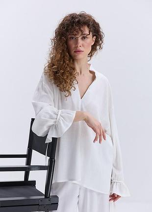 Лляна блуза з рюшами оверсайз фасону arjen