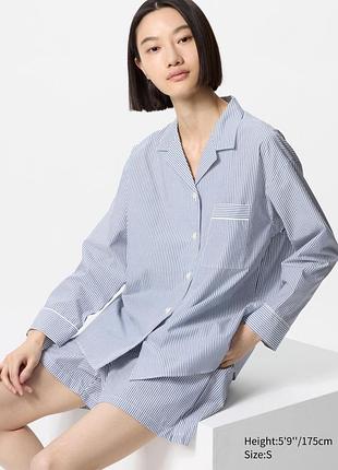 Пiжамний комплект uniqlo синiй в смужку pyjamas (stripe)