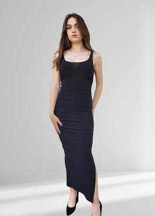 Сукня-футляр літня однотонна максі boohoo чорна