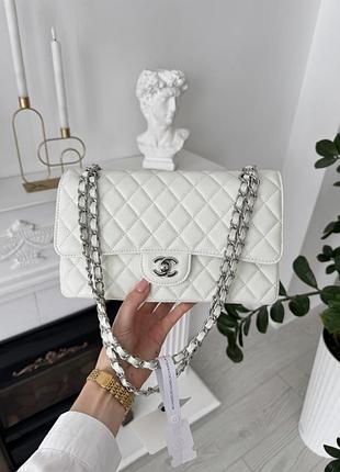 Сумка белого цвета люкс качество кожа, полный комплект как на фото, фурнитура серебро