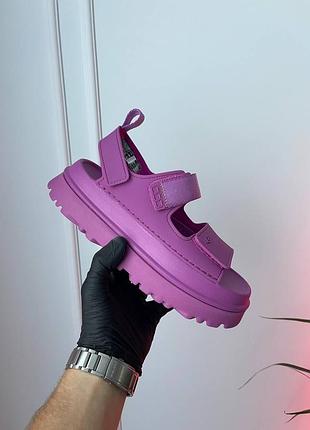 Сандалии женские на липучках ugg goldenglow sandals pink розовые | сандали угги летние босоножки на платформе разовые