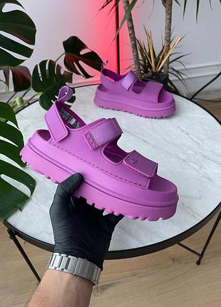 Сандалии женские на липучках ugg goldenglow sandals pink розовые | сандали угги летние босоножки на платформе разовые