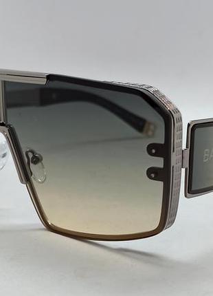 Брендові окуляри унісекс сонцезахисні модні бежево бірюзовий градієнт у металевій оправі