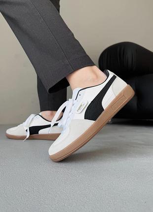 Кроссовки puma palermo leather white grey black gum4 фото