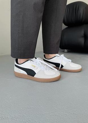 Кроссовки puma palermo leather white grey black gum6 фото