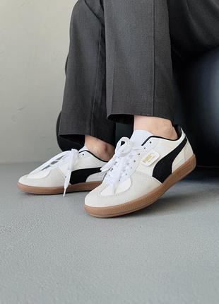 Кроссовки puma palermo leather white grey black gum2 фото