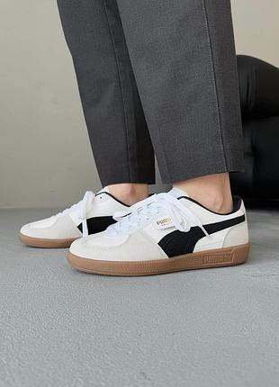 Кроссовки puma palermo leather white grey black gum3 фото