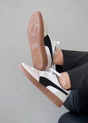Кроссовки puma palermo leather white grey black gum8 фото