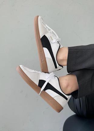 Кроссовки puma palermo leather white grey black gum7 фото