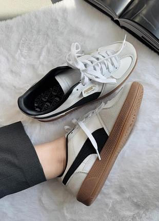 Кроссовки puma palermo leather white grey black gum10 фото