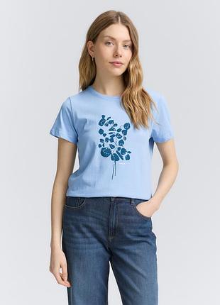 Блакитна жіноча футболка tom tailor