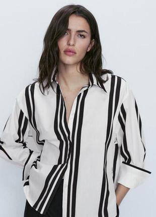 Бавовняна сорочка в смужку оверсайз massimo dutti p s
