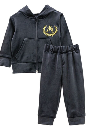 Велюровий ясельний костюм на блискавці з кишенями для хлопчика