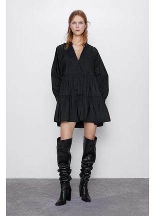 Стильна чорна сукня зара ярусна коротка сукня zara
