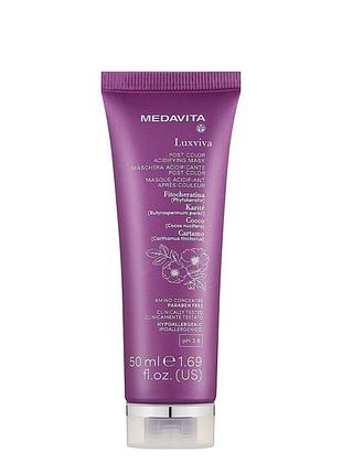 Маска для фарбованого волосся medavita luxviva post color acidifying raw mask, 50 ml