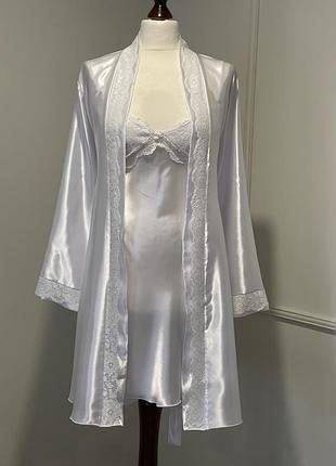 Комплект пеньюар атласный халат бренд