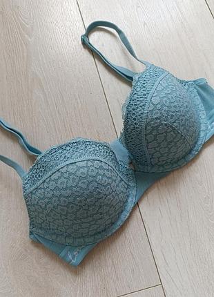 Бюстгальтер бирюзовый бюст ажурный лиф m&s 32c 70c