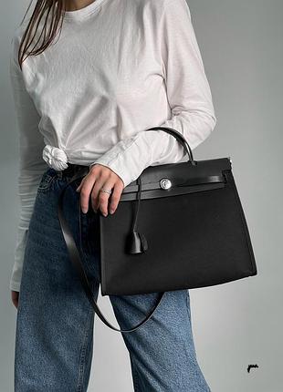 Сумка эрмес гермес herbag zip 31 bag black/silver