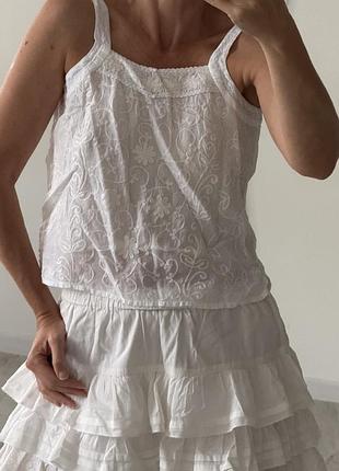 Майка топ с вышивкой zara лен рамми