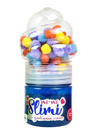 Игрушка-антистресс слайм mi-mi slimi 71827st(blue) с помпонами