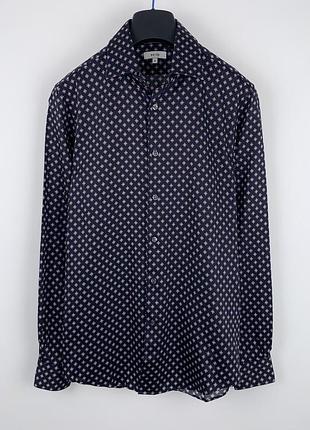 Бавовняна чорна чоловіча сорочка з довгим рукавом від reiss розмір s