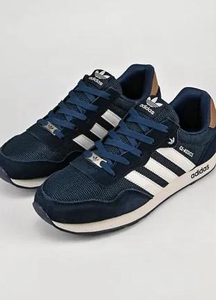 Кроссовки мужские adidas синие с бежевым