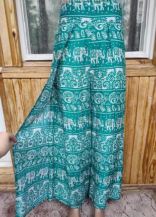 Оригинальные легкие вискозные брюки со слонами 🐘в индийском бохо этно-пипе трайбл стиле индонезия