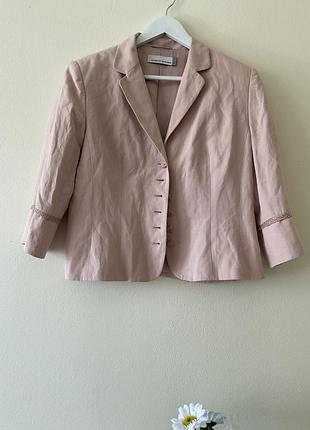 Винтажный жакет на 44 размер из шелка и льна