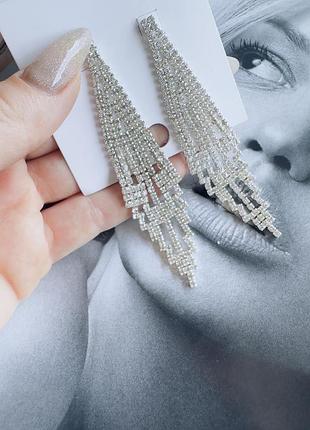 Вечірні сережки pieces 9 см стрази