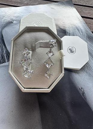 Сережки swarovski гвоздик +кафф 💎
