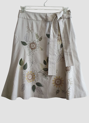 Спідниця з вишивкою льон  віскоза / юбка с вышивкой льон вискоза next р. м