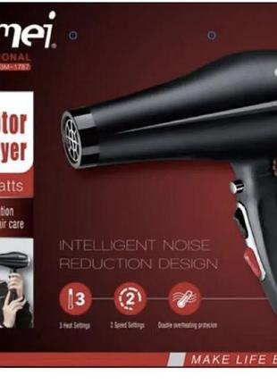 Фен для сушки укладки волос gemei gm-1787 2000 вт fm227