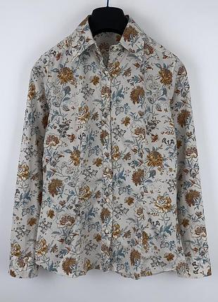 Жіноча бавовняна сорочка з довгим рукав в квітковий принт від etro розмір 44 s