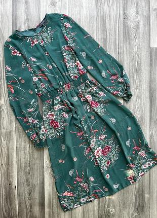 Легка шифонова напівпрозора міді сукня в квітковий принт